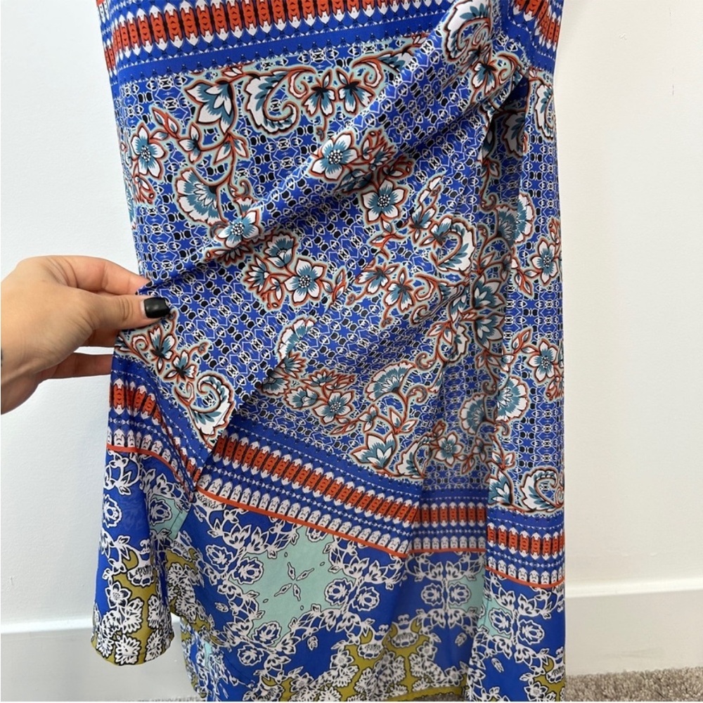 THE LIMITED Blue Orange Paisley Floral Tassel Tie Waist Maxi Dress Size Medium - Picture 4 of 7